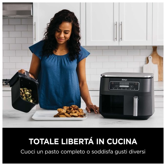Ninja AF300EU Friggitrice ad aria 7,6 L 2470 W Dual Zone 6 programmi Display digitale colore Nero