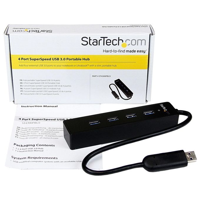 StarTech Hub USB 3.0 SuperSpeed portatile a 4 porte con cavo integrato