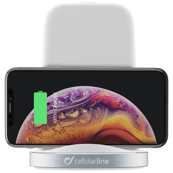 Cellular Line Wireless Fast Charger Stand KIT_ per iPhone X Bianco