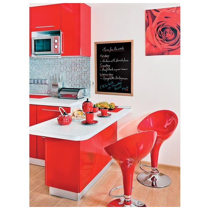 Lavagna da parete con cornice teak 40x60 e pennarello a gesso liquido Bianco