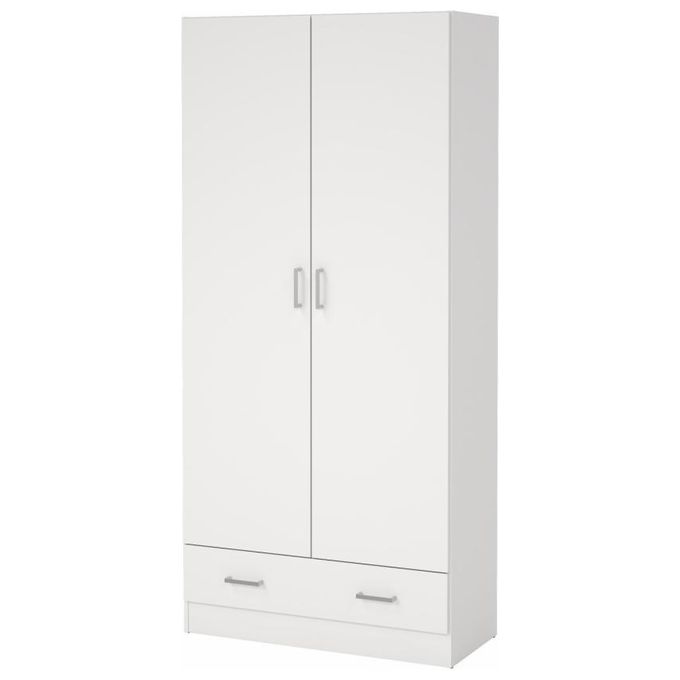 Tvilum 704034949 Space Armadio 2 Ante Battenti 1 Cassetto 3 Ripiani Stile Scandinavo colore Bianco