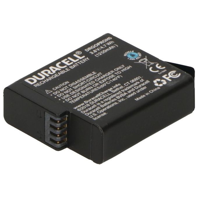 Duracell DRGOPROH5 Batteria Ricaricabile Ioni di Litio 1250 mAh 3.8V compatibile GoPro Hero 5 6 7 8 colore Nero