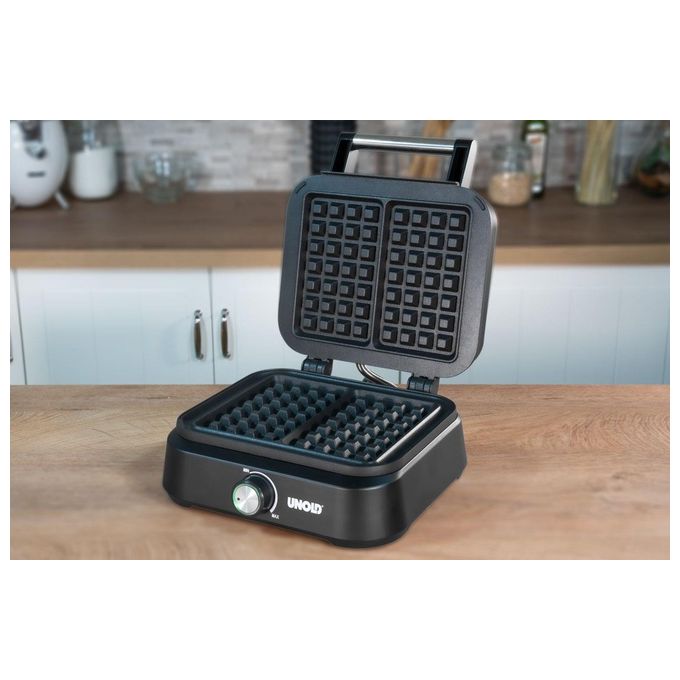 Unold 48275 Piastra per Waffle 2 Waffle 1500 W Rivestimento Antiaderente Termostato Regolabile colore Nero