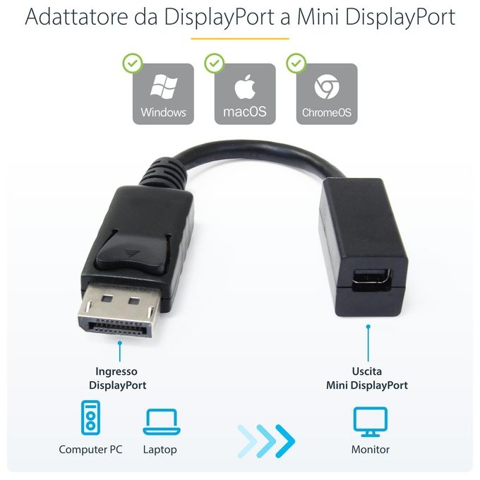 StarTech Cavo adattatore video DisplayPort a Mini DisplayPort M-F 15 cm