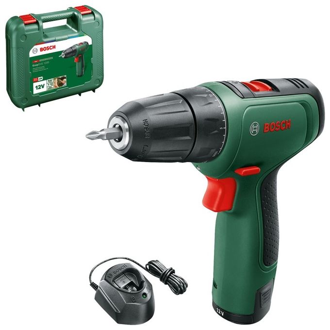 Bosch 06039D3006 EasyDrill 1200 Trapano Avvitatore a Batteria 12V 1.5Ah 30Nm 2 Marce LED colore Verde
