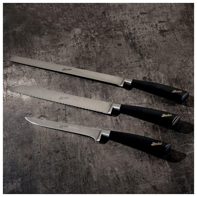 Berkel Elegance Coltello da Cucina Lucido Nero Set da Prosciutto 3 Pezzi