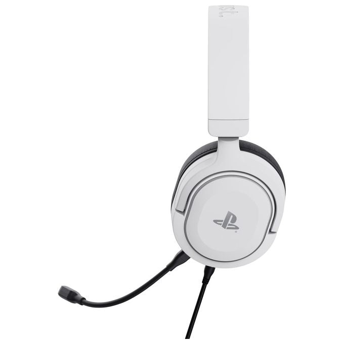 Trust Gaming GXT 498W Forta Cuffie Ecosostenibile PS5 e PS4 con Licenza Ufficiale PlayStation 5 Over-Ear Cavo da 1.2mt Microfono Staccabile Jack Audio 3.5mm Bianco