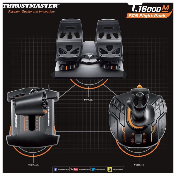 Joystick T-16000M FCS Flight Pack + Manetta TWCS per PC