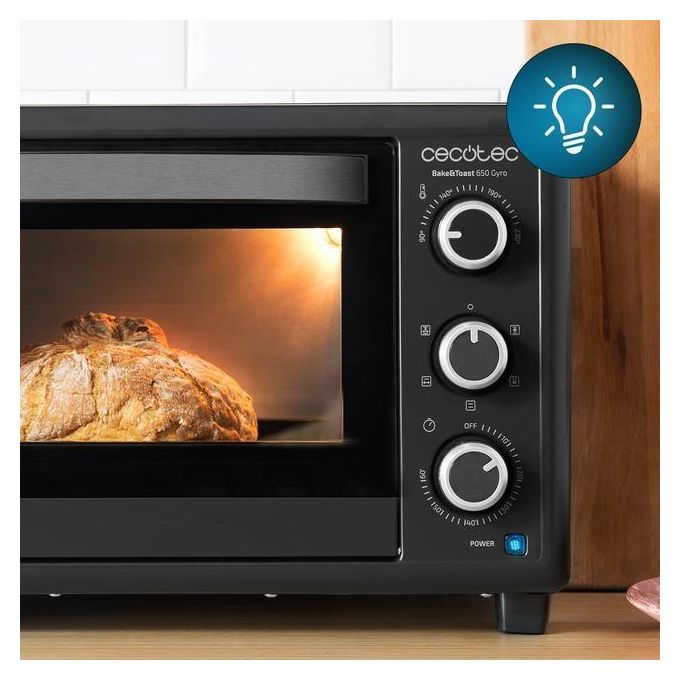 Cecotec 03819 BakeandToast 3090 Black Gyro Fornetto Elettrico da Tavolo 30 L 1500 W 5 Funzioni Girarrosto Classe A colore Nero