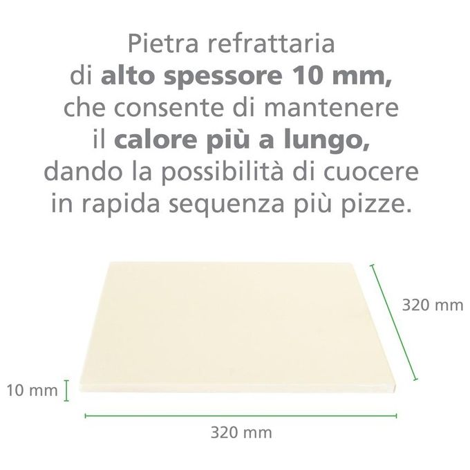 Macom 884 Just Kitchen Forno per Pizza Elettrico Pietra Refrattaria 32 cm 1700W 400°C Timer Digitale colore Nero Inox