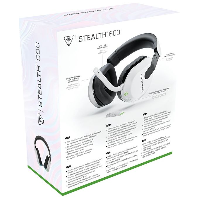 Turtle Beach TBS-2102-15 Stealth 600 Cuffie da Gioco Wireless con Connessione 2.4 GHz e Bluetooth 5.2 Driver 50 mm Autonomia 80 Ore colore Bianco
