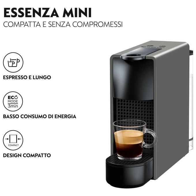 KRUPS XN110B Macchina per Caffe Nespresso con Serbatoio da 0,6 Litri e Design Grigio Compatta ed Efficiente