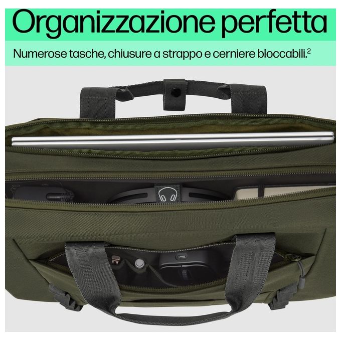 HP 9J4C2AA Modular Laptop Bag Nebula Borsa Porta PC 15.6'' Poliestere Resistente all'Acqua 22L colore Verde Grigio