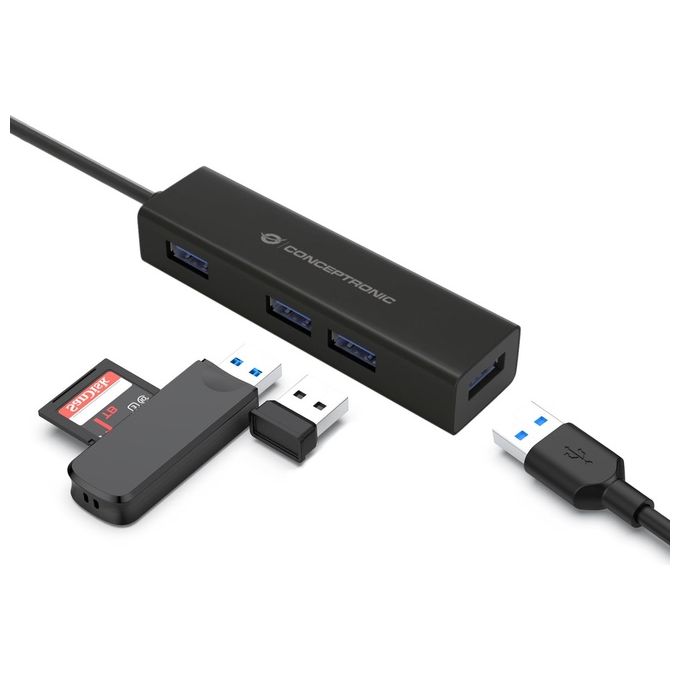 Conceptronic HUBBIES07B Hub di Interfaccia Usb 3.2 Gen 1 Type-C 5000 Mbit-s Nero