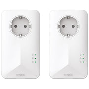 STRONG A01256830 Powerline 1000 Duo Adattatore di Rete Ethernet PLC Gigabit con Presa Pass-Through 1000 Mbps 128-bit AES colore Bianco