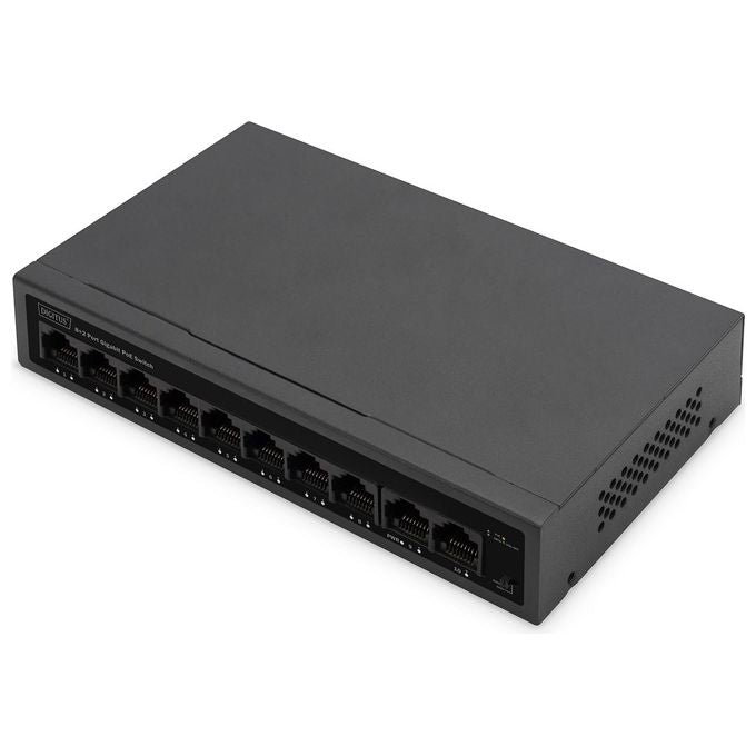 Digitus DN-95357 Switch PoE Gigabit 8+2 porte 10 100 Mbit-s 60 W PoE Budget CCTV colore Nero
