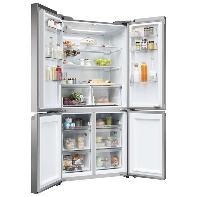 Haier HCR5919ENMP Cube 90 Serie 5 Frigorifero Americano 4 Porte 528 L 190 cm Classe E 38 dB Total No Frost colore Platino Inox