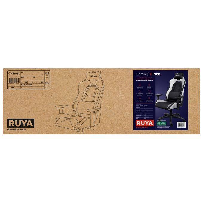 Trust GXT 714 RUYA Sedia da gaming universale con schienale e braccioli regolabili cuscini lombari e cervicali inclusi colore Bianco