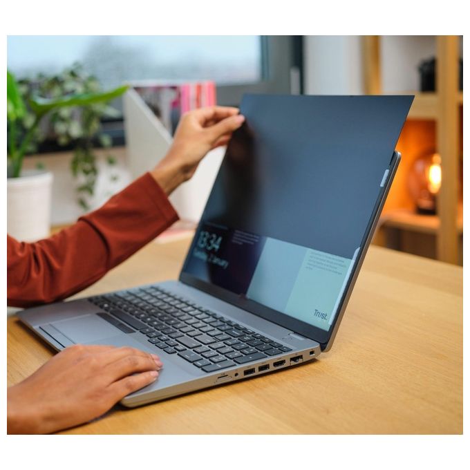 Trust 25195 Primo Filtro Privacy Laptop 15,6'' Antiriflesso Antigraffio Anti Luce Blu Angolo 60° Compatibile Touchscreen colore Nero