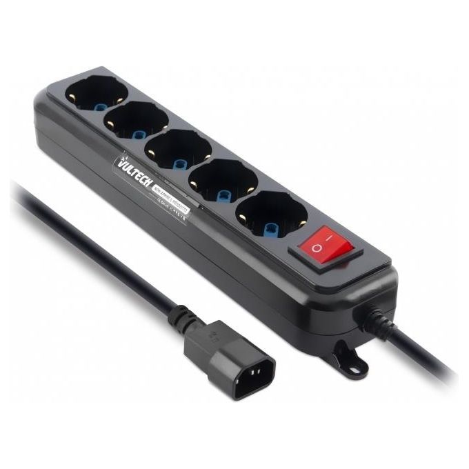 Vultech Multipresa Bipasso 5 Posti per Ups Iec14 Tasto On-Off