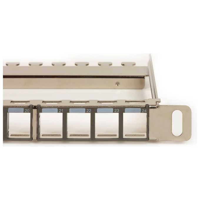 Link Pannello Patch Vuoto in Metallo con Barra Supporto Posteriore 1-2 Unita' per Connettori Schermati con Presa a Terra Viti Incluse