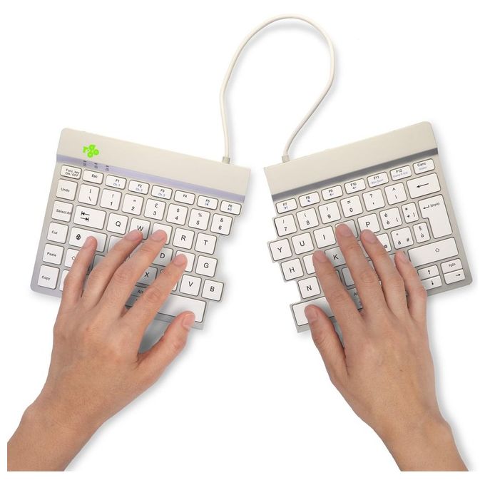 R-Go Tools RGOSBITWLWH Tastiera ergonomica split Bluetooth QWERTY italiano 60 tasti meccanismo a forbice software pausa integrato colore Bianco