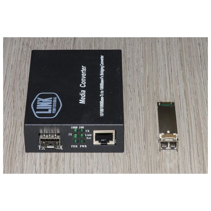 Link convertitore fibra ottica 10-100-1000 con modulo sfp