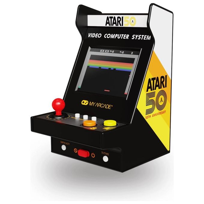 MY ARCADE DGUNL-7014 NANO PLAYER ATARI Console Portatile Retro 75 Giochi Schermo 2.4 Pollici Alimentazione USB-C e Pile AAA colore Multicolor