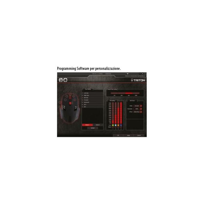 Atlantis Land P009-X905 Triton Mouse Gaming Ottico 7000 DPI 7 Pulsanti Programmabili Illuminazione RGB colore Nero