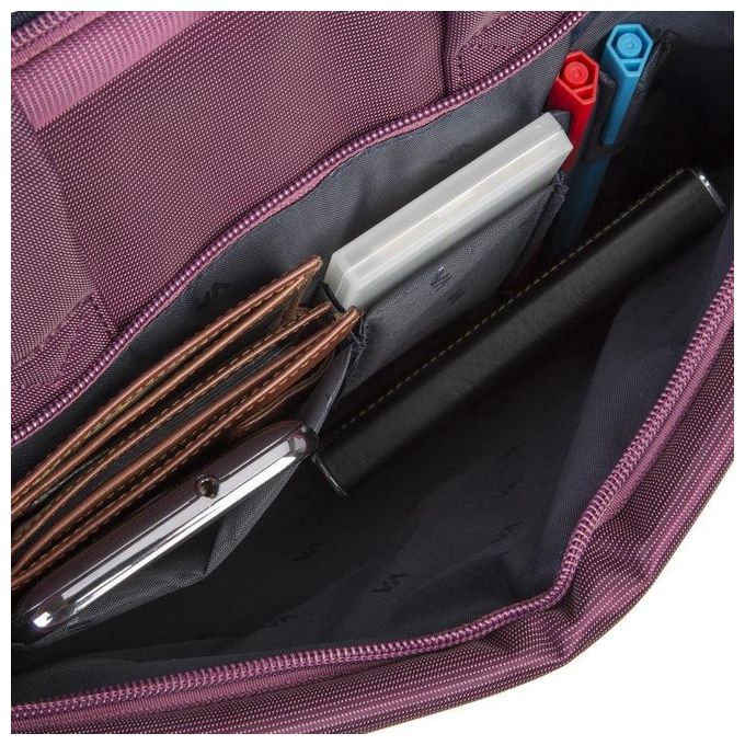Rivacase Borsa per Notebook 15,6'' Tasca Esterna Tracolla Antiscivolo Viola