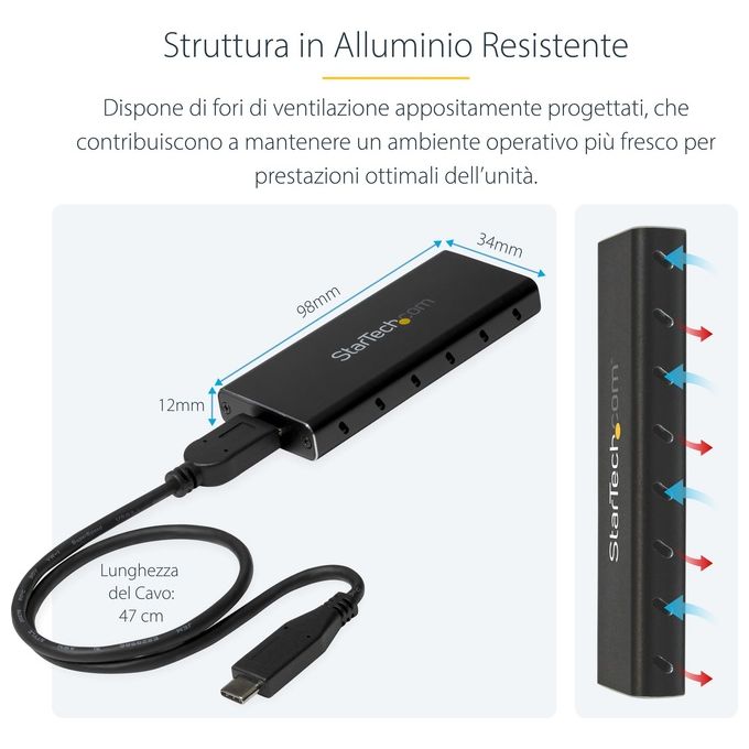 Startech box esterno sata m.2 ngff - usb 3.1 (10gbps) con cavo usb-c