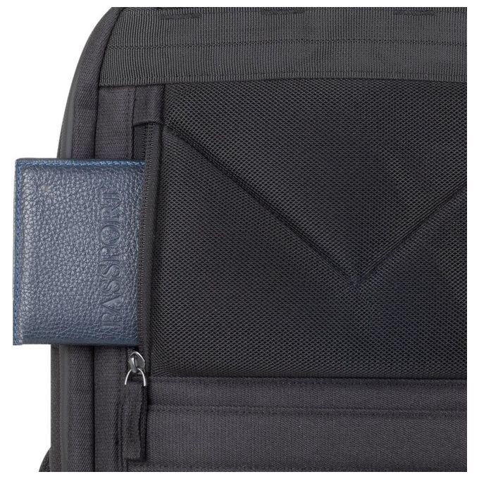 RivaCase 8126 BLACK Zaino Eco per Laptop Compatibile con 14 e Mac Air 15 Pollici in Poliestere Riciclato RPET Impermeabile con Scomparto Imbottito per Dispositivi Protezione Laterale e Inserto Antishock Colore Nero