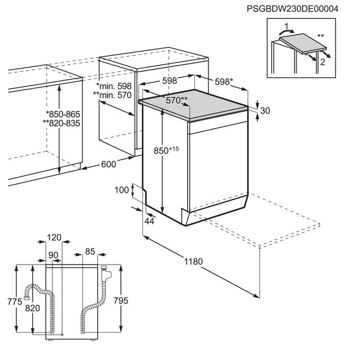 AEG FFB73747PM Serie 7000 Lavastoviglie Libera Installazione 15 coperti Classe D 40 dB AirDry Inverter GlassCare (85x60x60 cm) colore Acciaio Inox