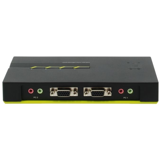 LevelOne KVM-0421 Switch KVM USB 4 Porte con Supporto Audio Risoluzione 2048 x 1536 Pixel colore Nero Verde