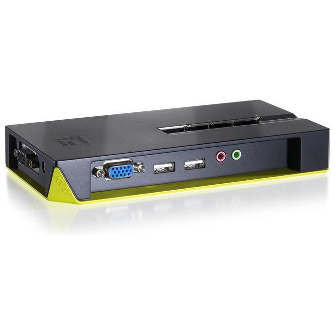 LevelOne KVM-0421 Switch KVM USB 4 Porte con Supporto Audio Risoluzione 2048 x 1536 Pixel colore Nero Verde