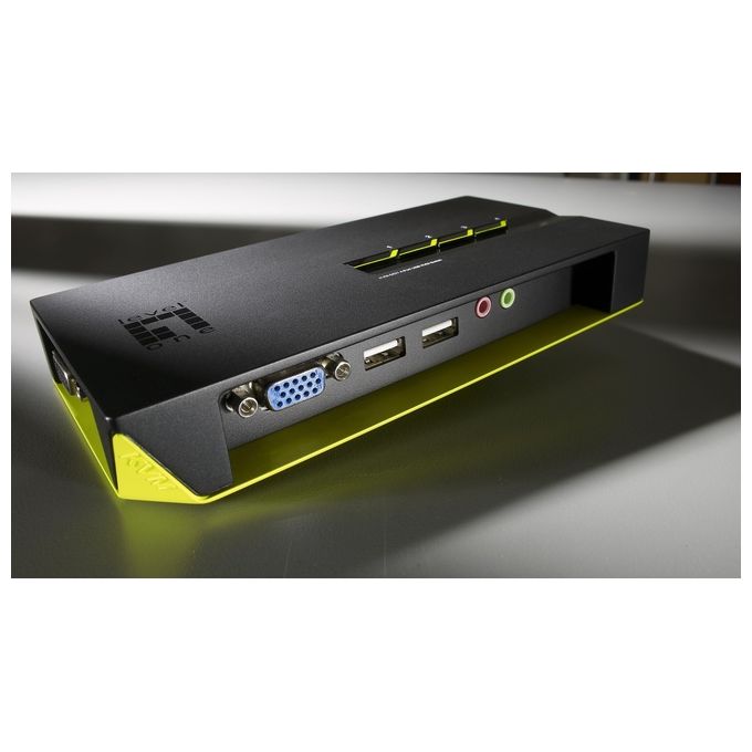 LevelOne KVM-0421 Switch KVM USB 4 Porte con Supporto Audio Risoluzione 2048 x 1536 Pixel colore Nero Verde