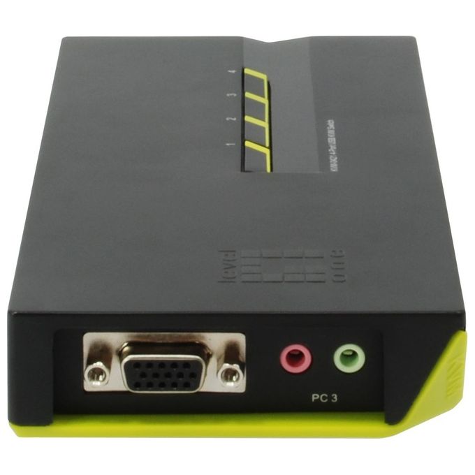 LevelOne KVM-0421 Switch KVM USB 4 Porte con Supporto Audio Risoluzione 2048 x 1536 Pixel colore Nero Verde