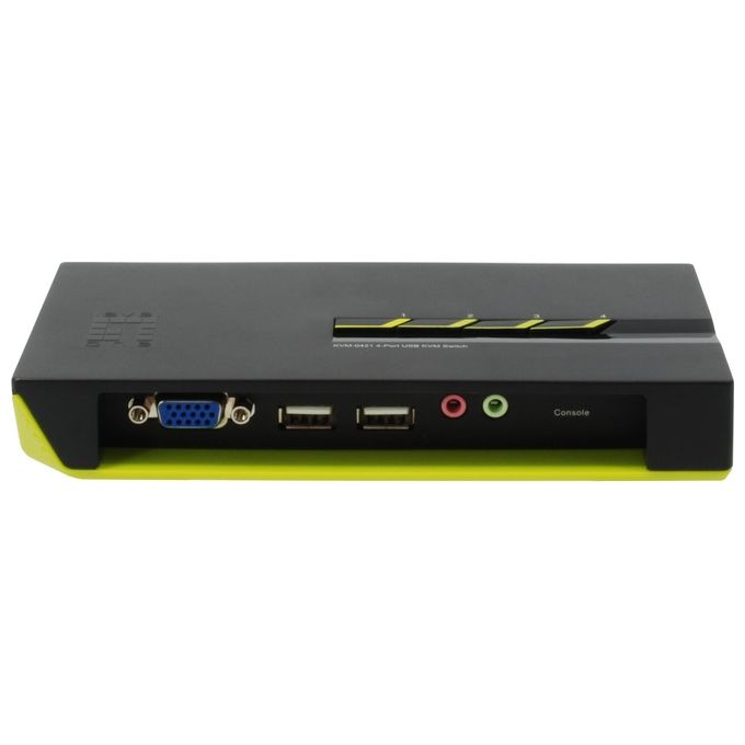 LevelOne KVM-0421 Switch KVM USB 4 Porte con Supporto Audio Risoluzione 2048 x 1536 Pixel colore Nero Verde