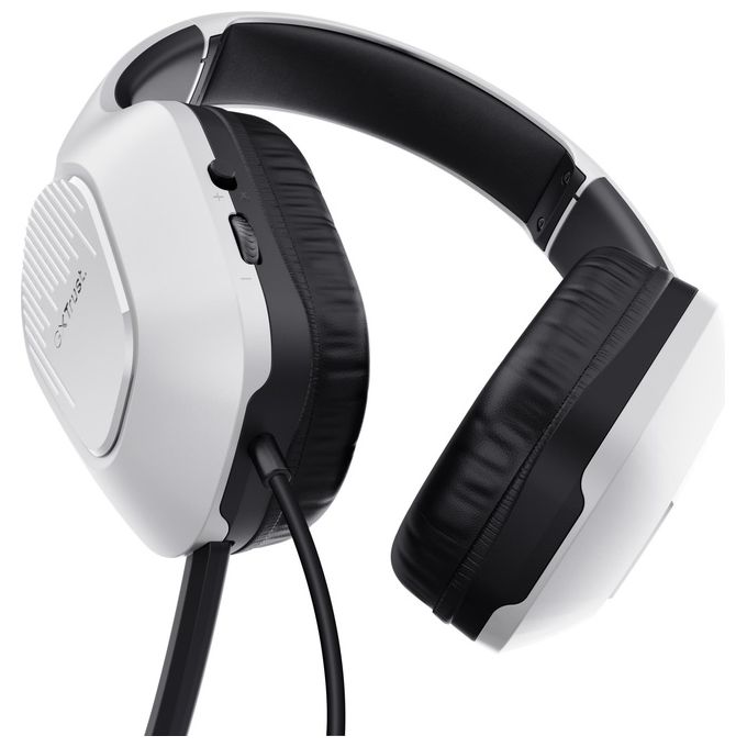 Trust Gaming GXT 415W Zirox Cuffie Gaming Leggere con Driver da 50 mm per PC, Xbox, PS4, PS5, Switch, Mobile, Jack Audio 3.5 mm, Cavo 2m, Cuffie con Microfono Over-Ear - Bianco