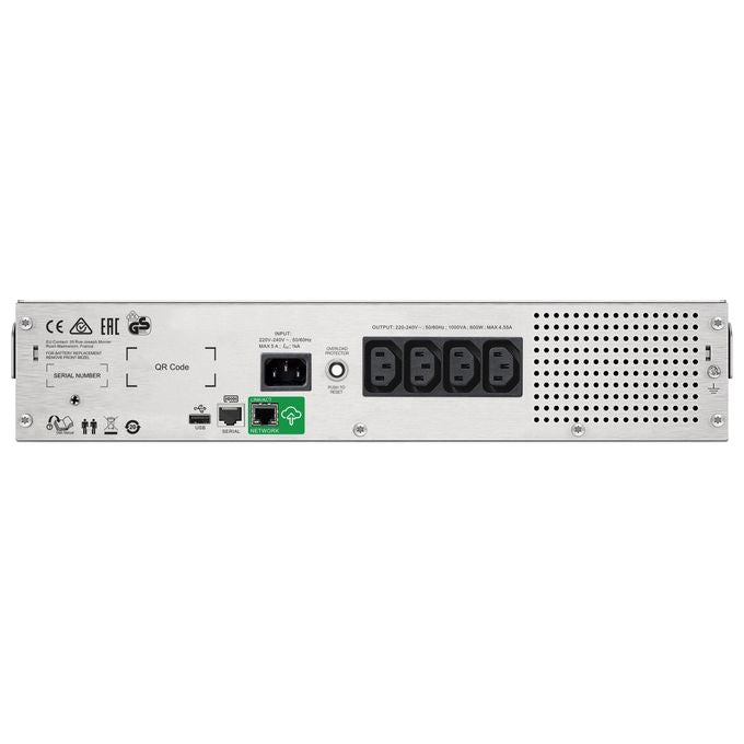APC Smart-UPS C SMC1500I-2UC Ups 220-230-240V c.a. V 900W 1500 VA RS-232 Usb Connettori di Uscita 4 2U Nero con APC SmartConnect