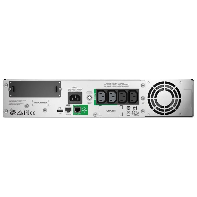 APC SMT1500RMI2UC Smart-UPS 1500VA LCD RM UPS montabile in rack 220-230-240 V c.a. V 1 kW 1500 VA Ethernet 10-100, RS-232, USB connettori di uscita 4 2U nero con APC SmartConnect