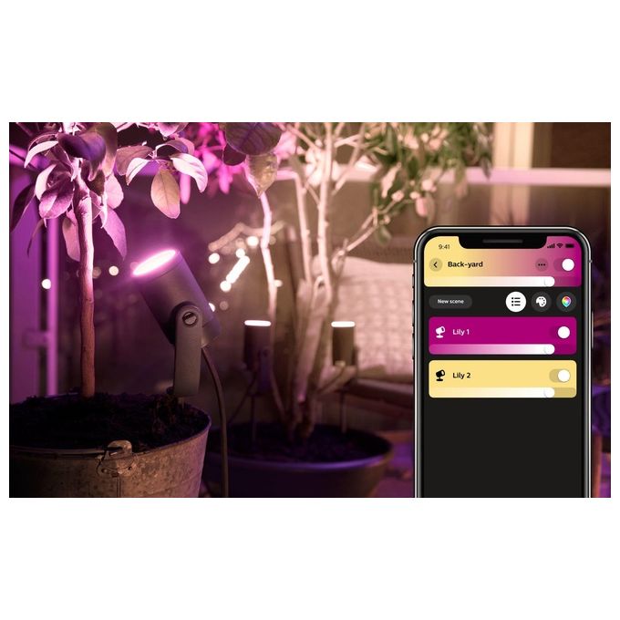 Philips Hue White and Color Lily Faretto da Esterno Estensione Integrata 8W Nero