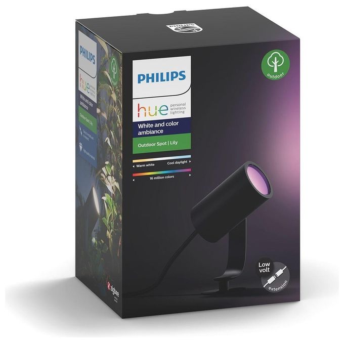 Philips Hue White and Color Lily Faretto da Esterno Estensione Integrata 8W Nero