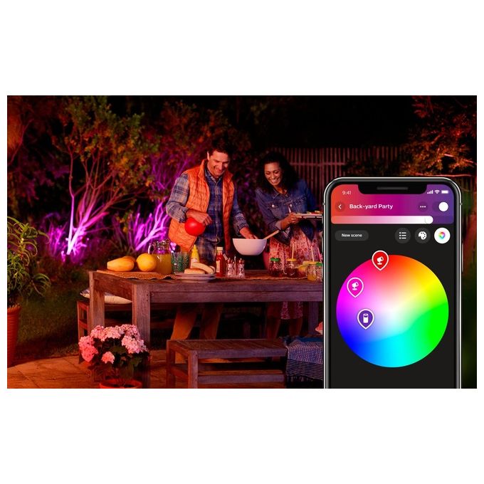 Philips Hue White and Color Lily Faretto da Esterno Estensione Integrata 8W Nero