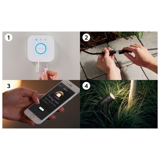 Philips Hue White and Color Lily Faretto da Esterno Estensione Integrata 8W Nero
