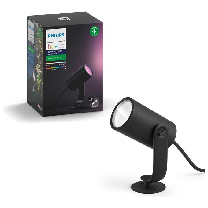 Philips Hue White and Color Lily Faretto da Esterno Estensione Integrata 8W Nero