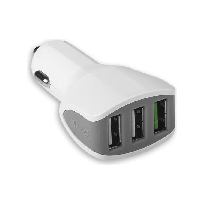 Celly CC3USBTURBOWH Caricabatteria da Auto Turbo 3 Usb 4,4A Bianco