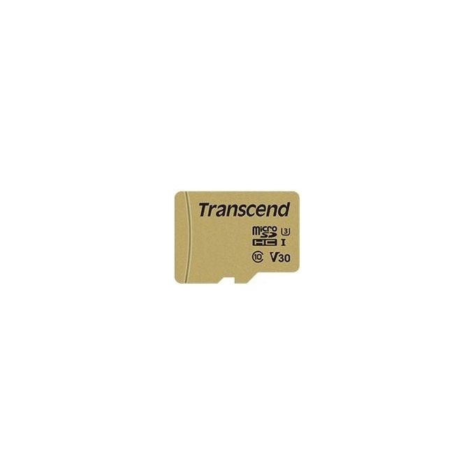 Transcend 500S MicroSDXC Scheda di Memoria da 16Gb UHS-I Class 10 con Adattatore