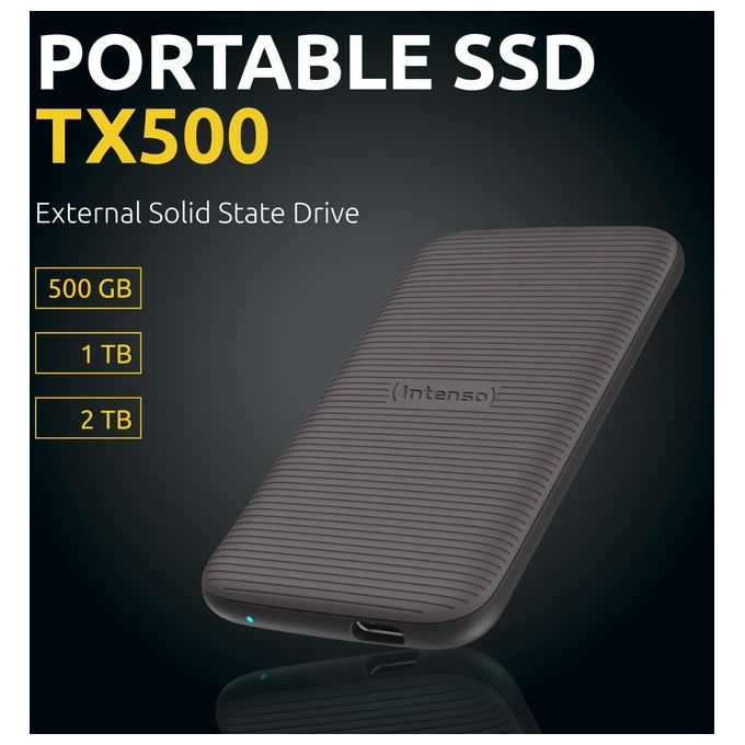 Intenso 3827470 TX500 SSD Esterno 2 TB USB Tipo C 3.2 Gen 2 Velocita' Lettura 1000 MB-s colore Marrone
