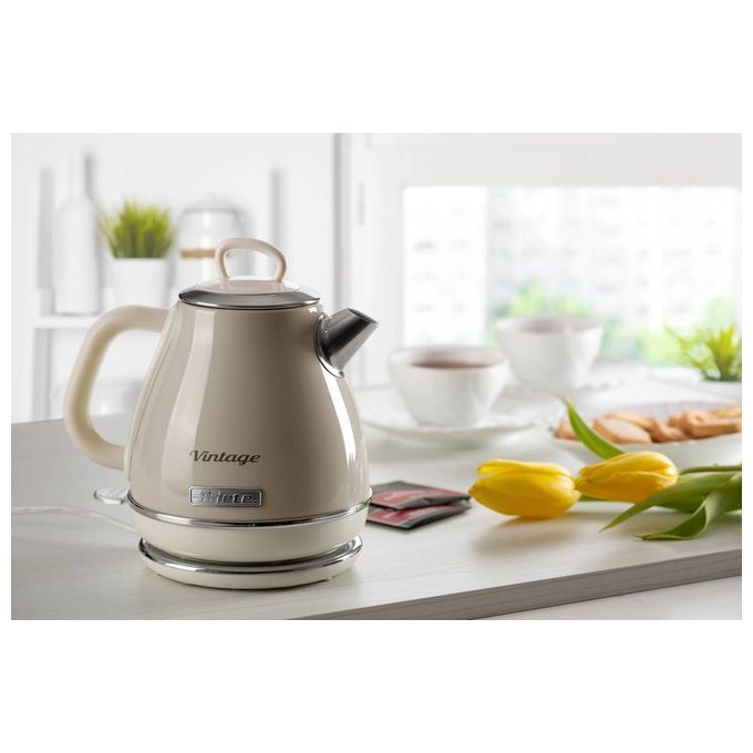 Ariete 2868 Vintage Bollitore Elettrico 1 L 1630W Base Cordless 360° Autospegnimento colore Beige
